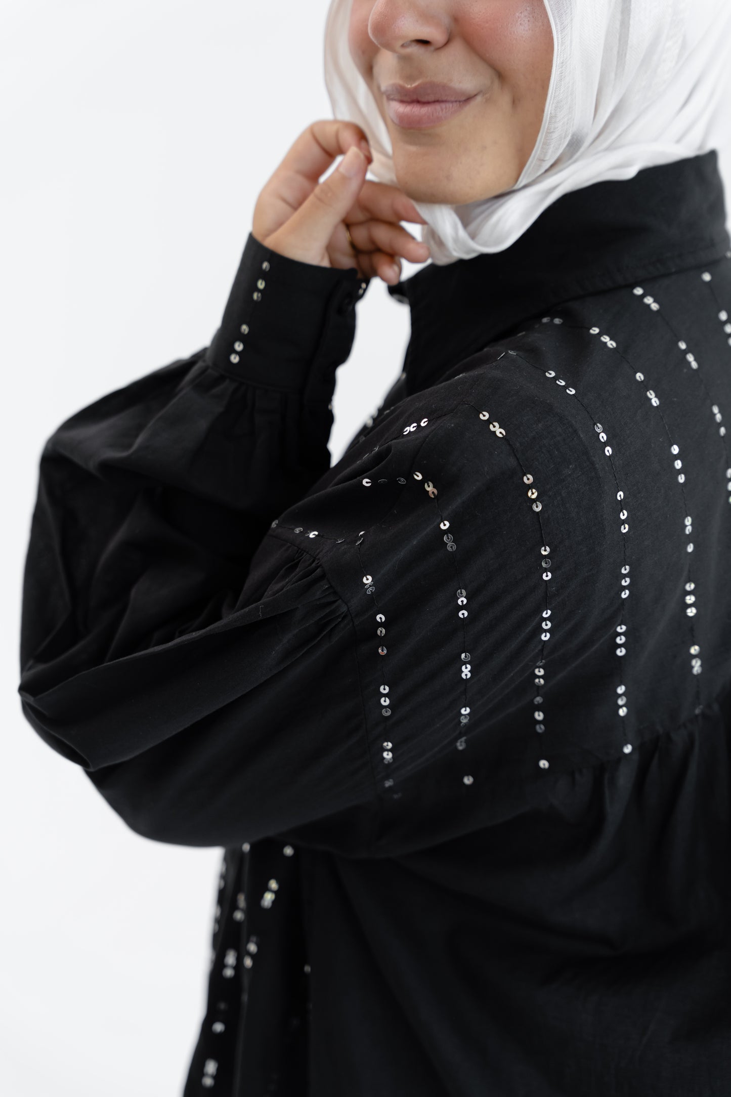Sequin Silhouette Shirt - Black