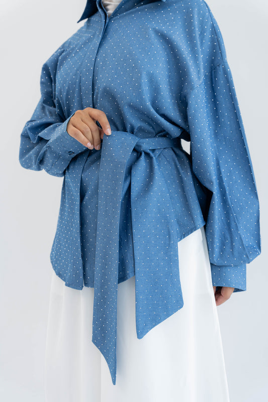 Glimmer Denim Shirt - Light Blue