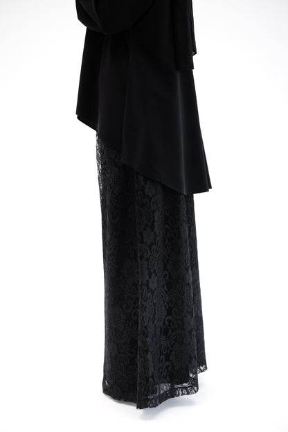 Lace Wide Leg Pants - Black