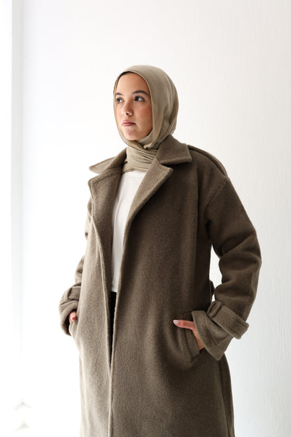 Mohair mantel coat - Olive