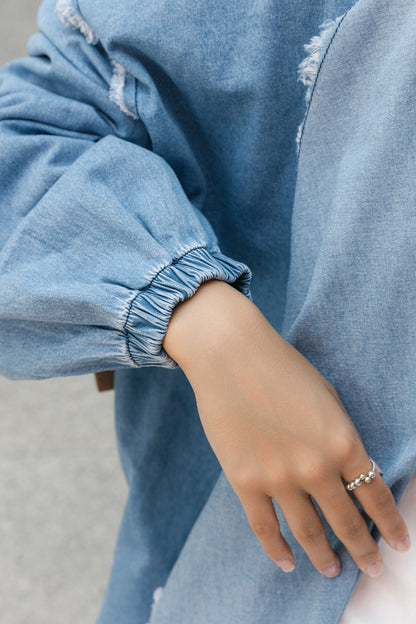 Daring Denim Cardigan - Light blue