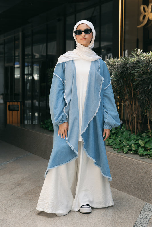 Daring Denim Cardigan - Light blue