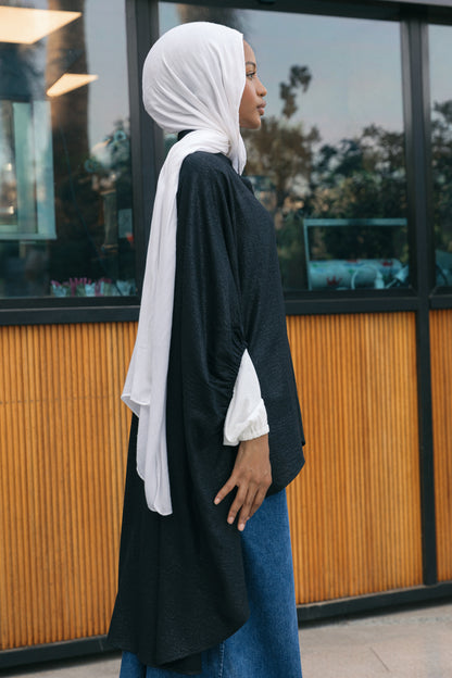 Oversize Semi Shimmery Cape - Black