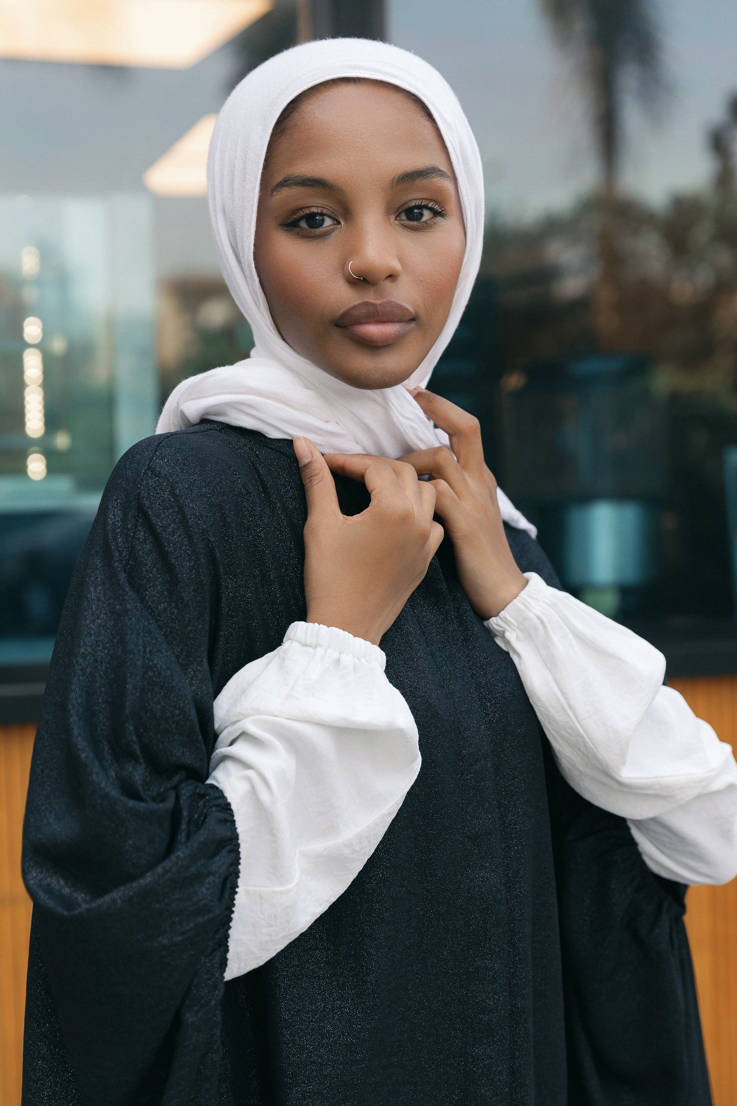 Oversize Semi Shimmery Cape - Black