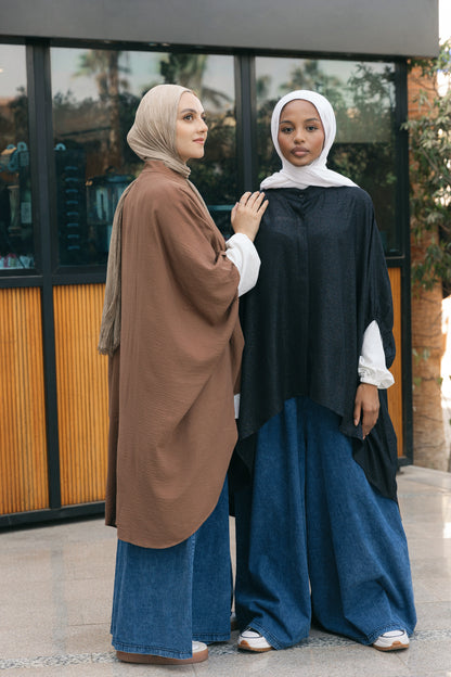 Oversize Semi Shimmery Cape - Black