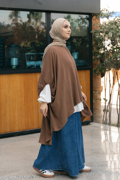Oversize Semi Shimmery Cape - Brown