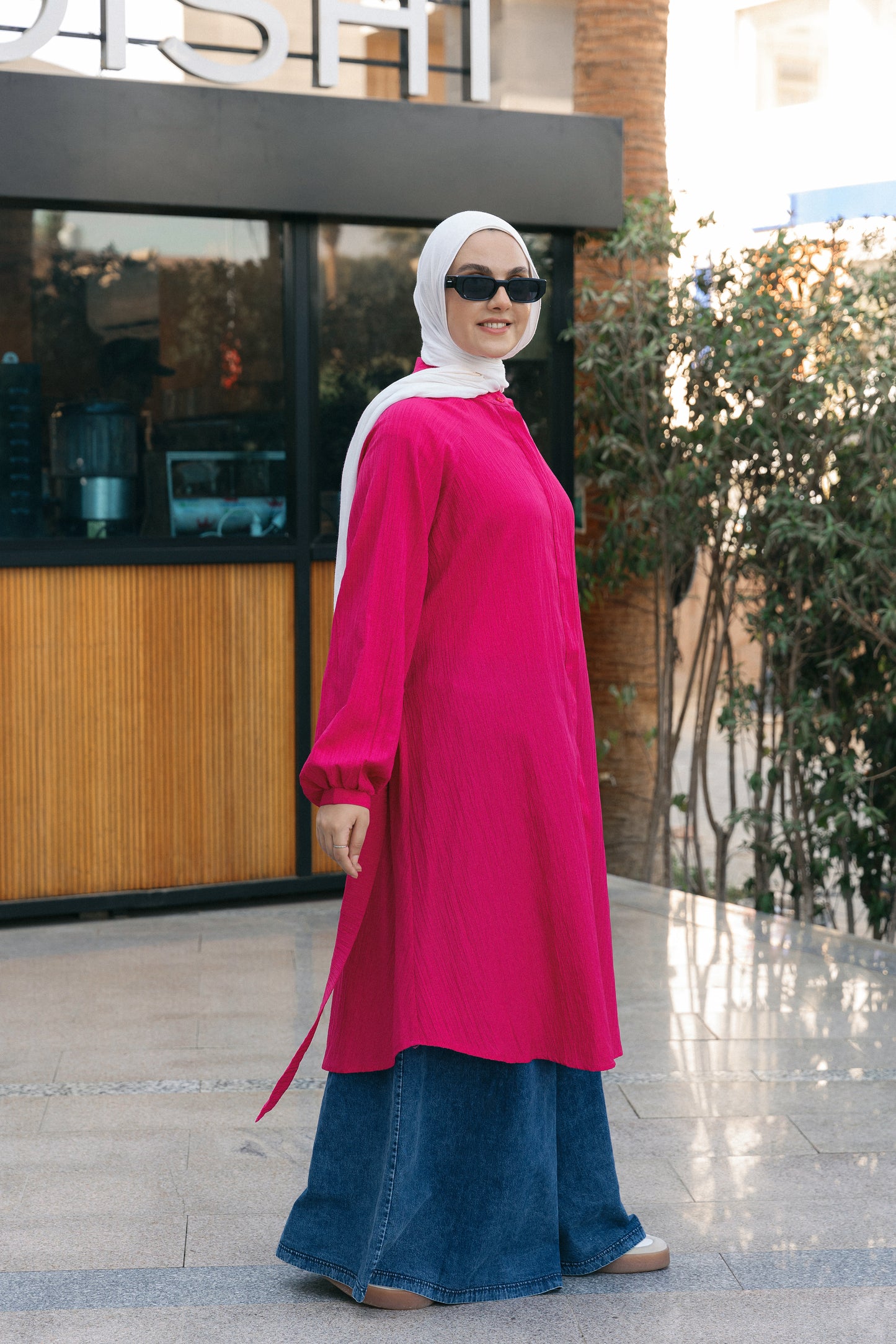 Balloons Sleeves Shirt - Fuchsia