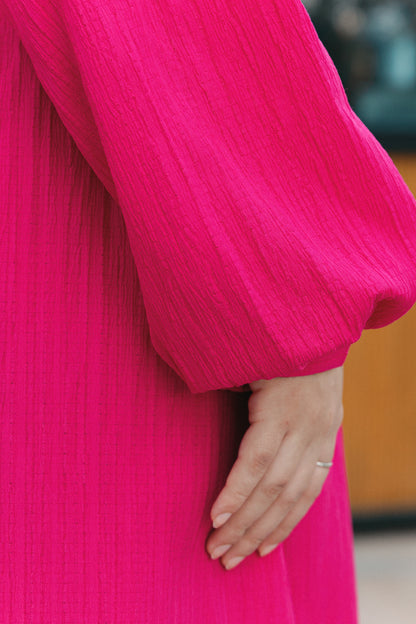 Balloons Sleeves Shirt - Fuchsia