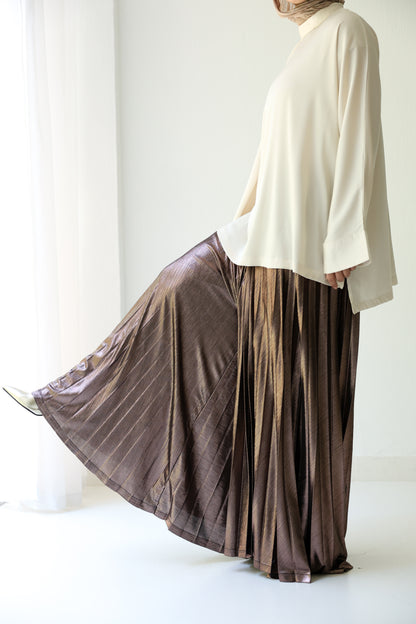 Shimmery Pleated Pants - Champagne
