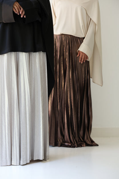 Shimmery Pleated Pants - Champagne