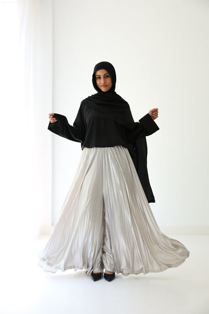 Shimmery Pleated Pants - White silver