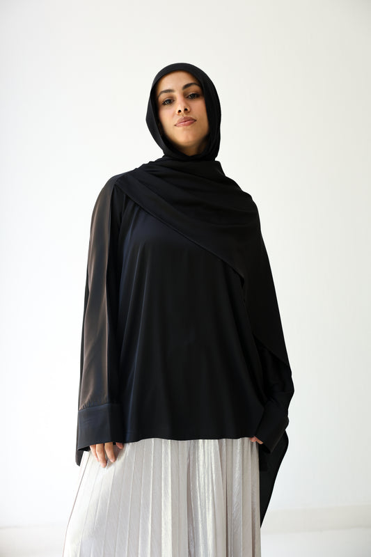 Silk Drape Top - Black