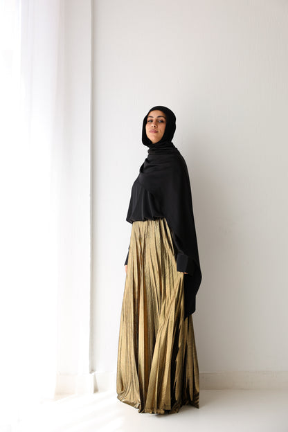 Shimmery Pleated Pants - Gold