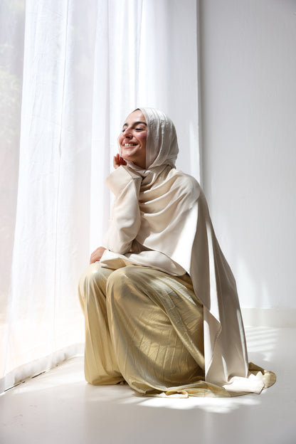 Shimmery Pleated Pants - Light Gold
