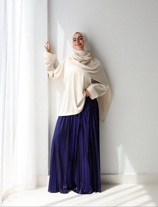 Shimmery Pleated Pants - Purple