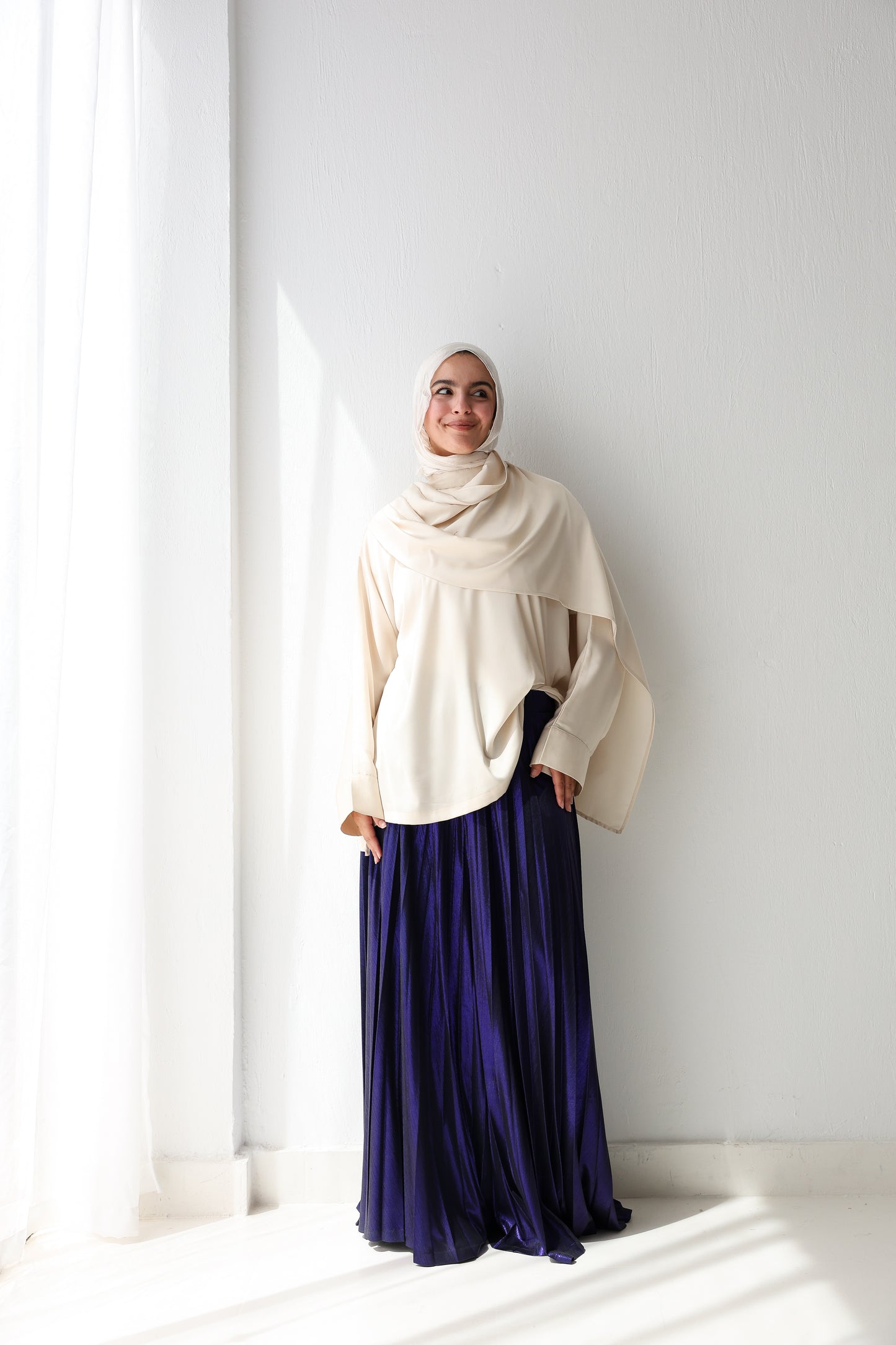 Shimmery Pleated Pants - Purple