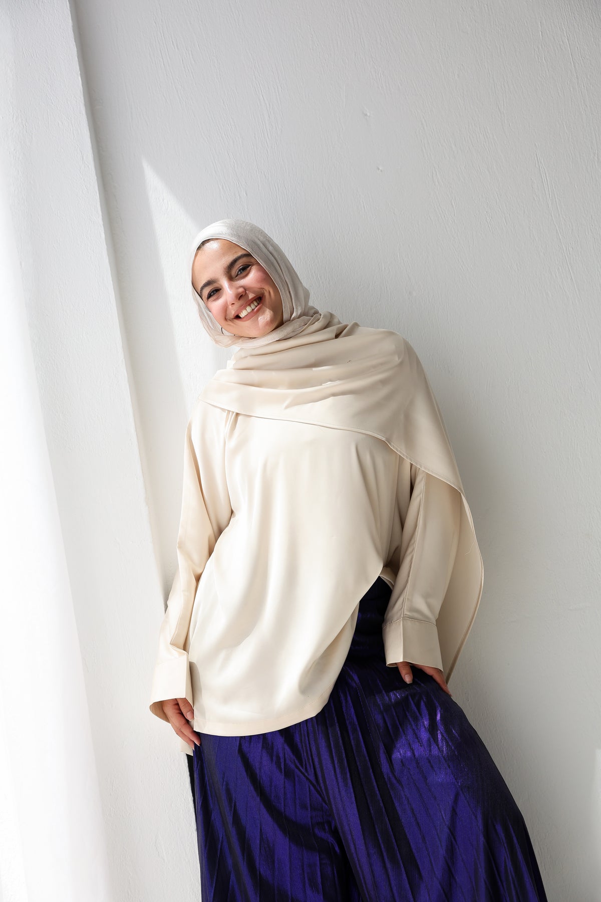 Shimmery Pleated Pants - Purple