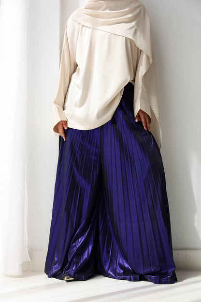 Shimmery Pleated Pants - Purple