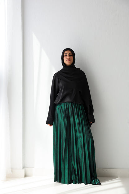 Shimmery Pleated Pants - Green
