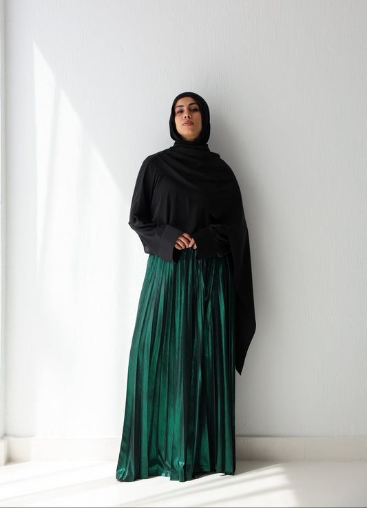 Shimmery Pleated Pants - Green