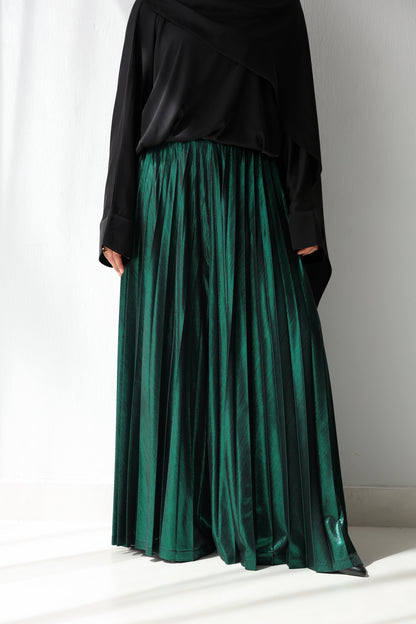 Shimmery Pleated Pants - Green