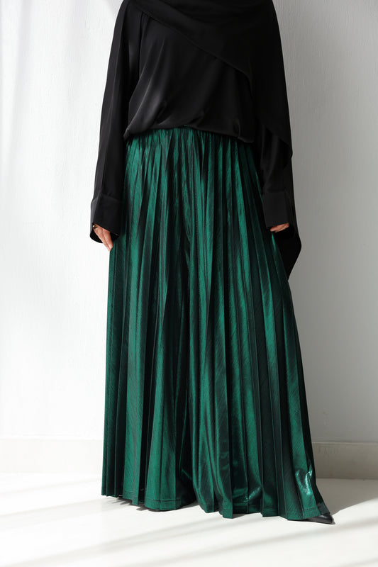 Shimmery Pleated Pants - Green