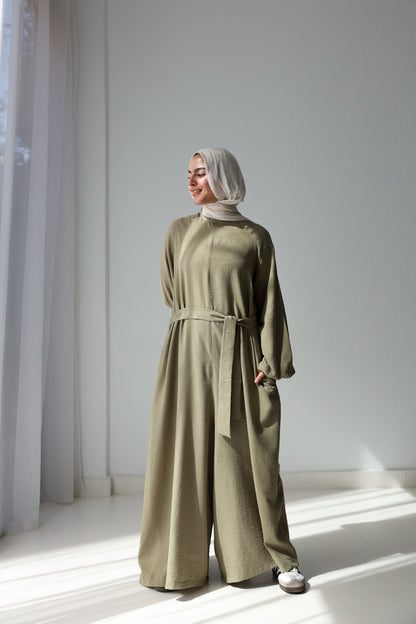 Linea Linen Jumpsuit - Olive