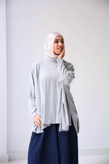 Belle Bow Tee - Shimmery Grey