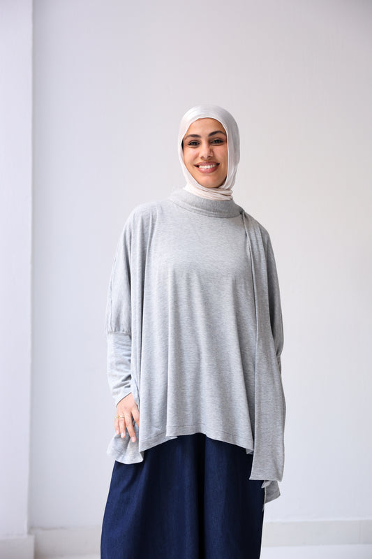 Belle Bow Tee - Shimmery Grey