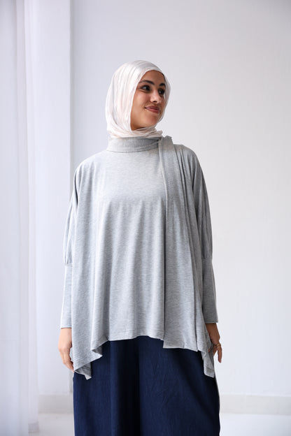 Belle Bow Tee - Shimmery Grey