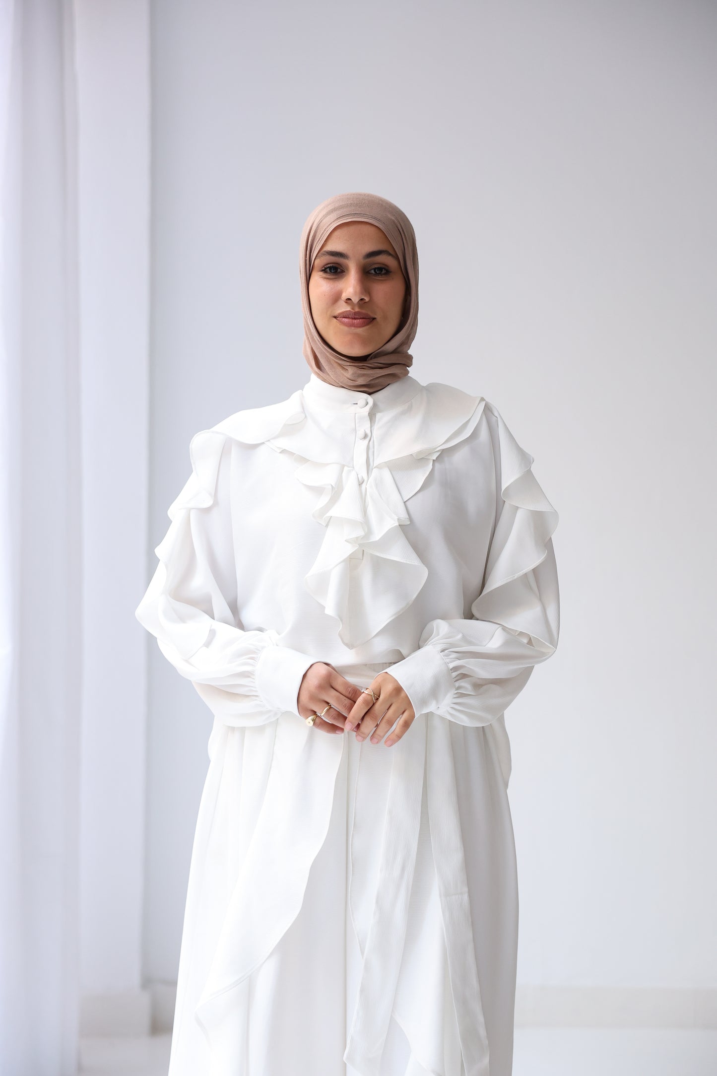 Satin Ruffles Set - White