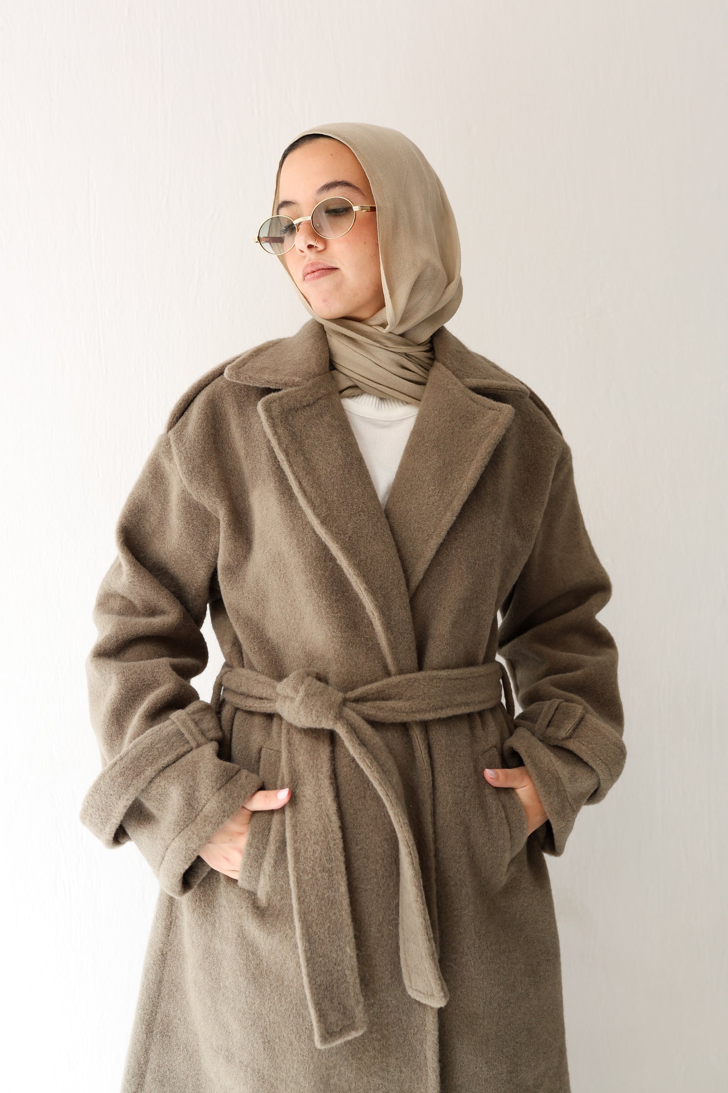 Mohair mantel coat - Olive