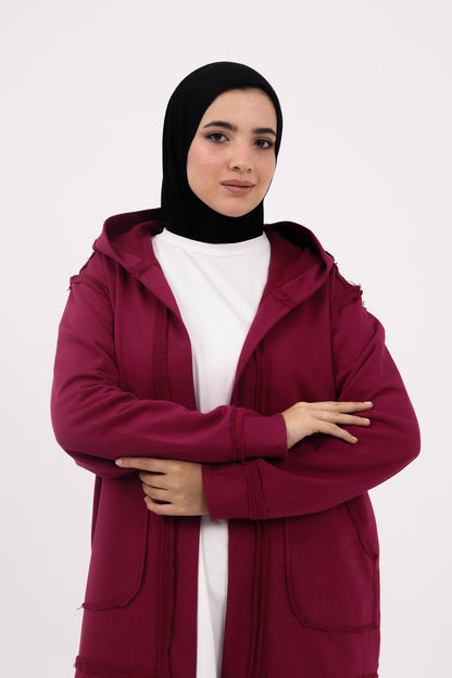 Casual Cuddle Cardigan - Burgundy Pink