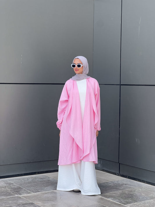 Simple serenity Linen Cardigan- Pink