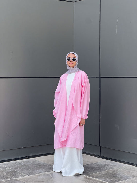 Simple serenity Linen Cardigan- Pink