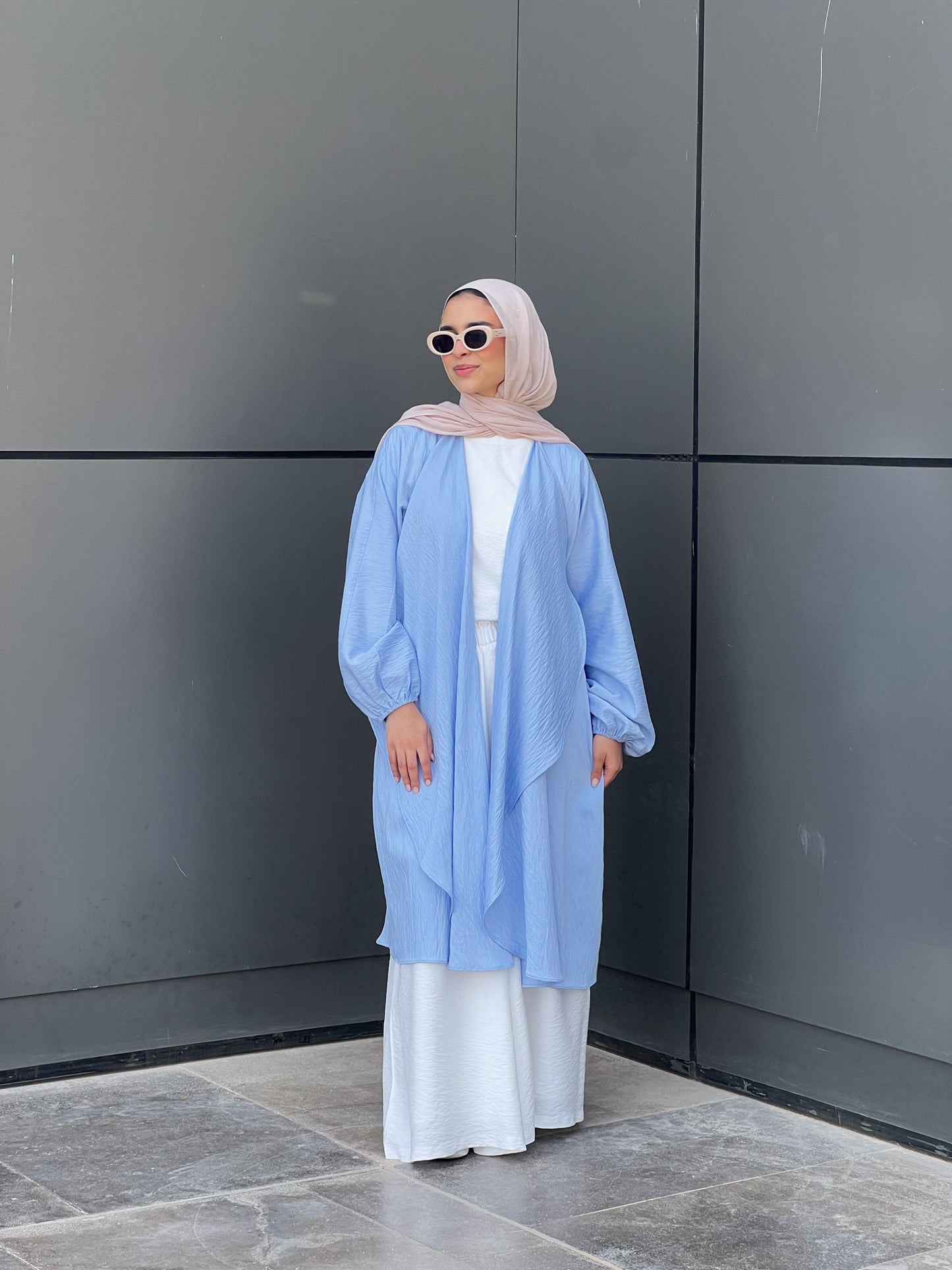 Simple serenity Linen Cardigan- Baby Blue