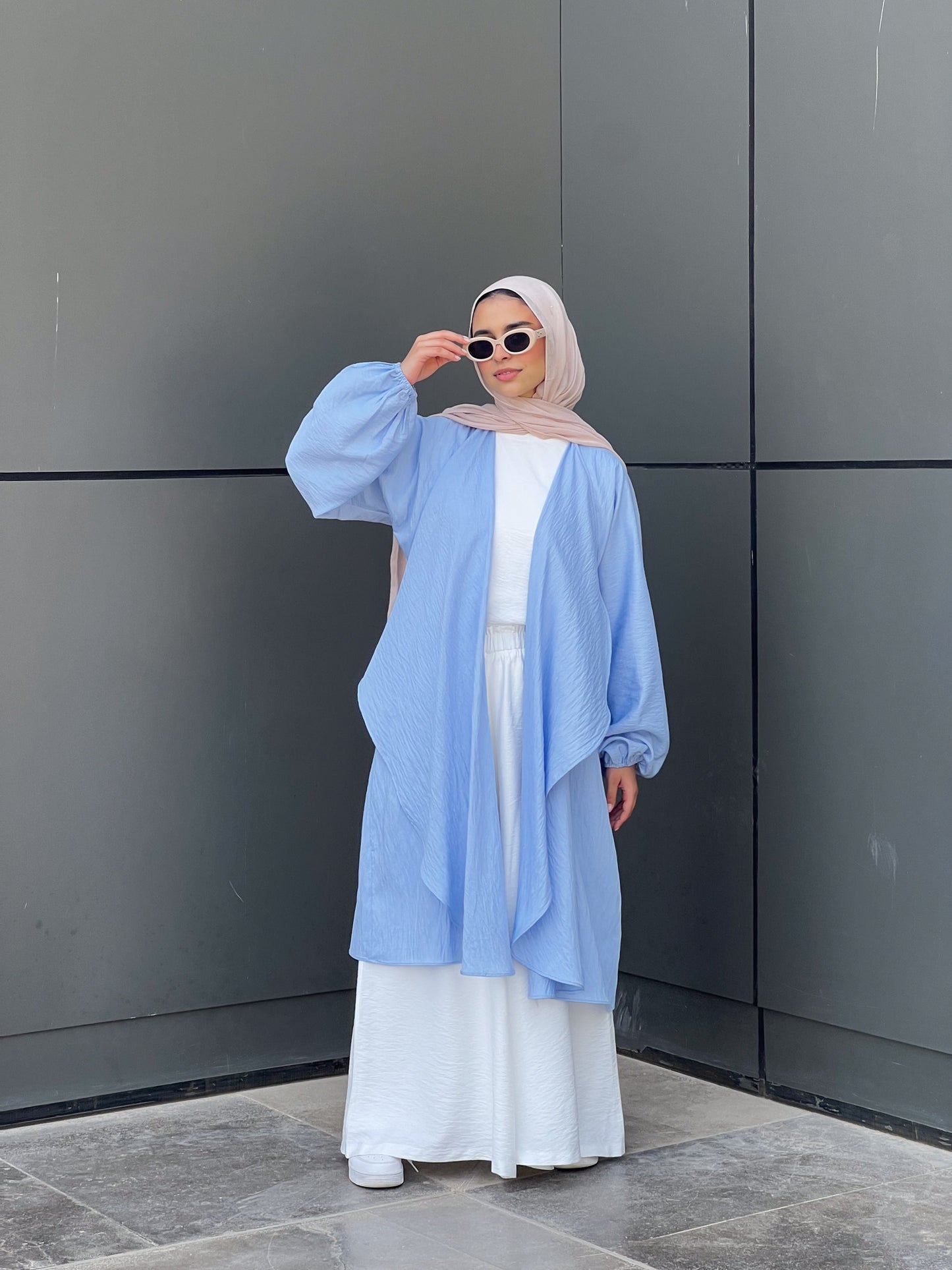 Simple serenity Linen Cardigan- Baby Blue