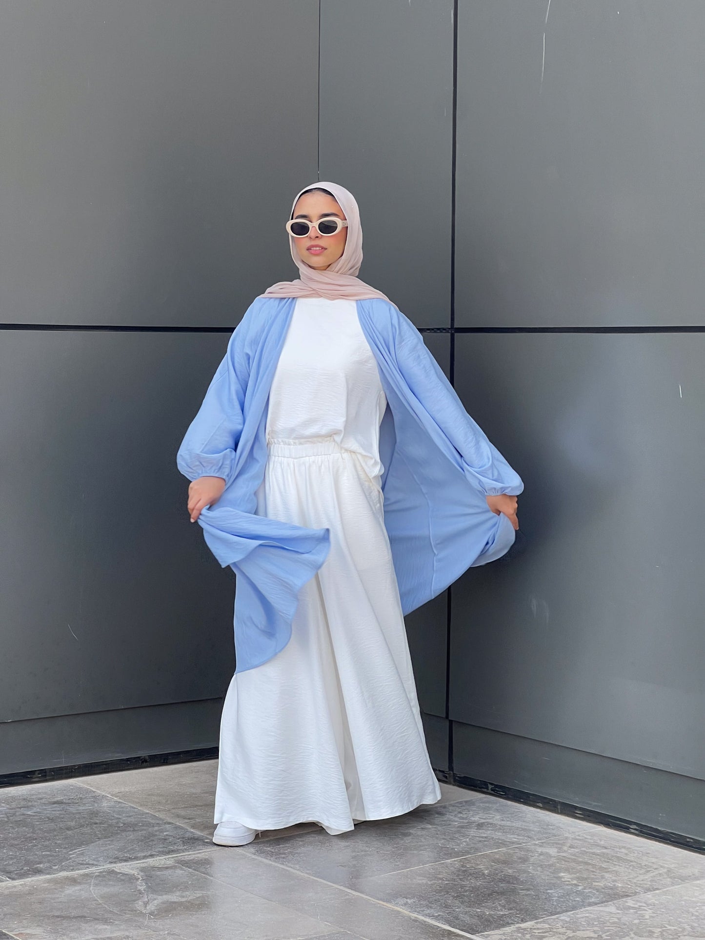 Simple serenity Linen Cardigan- Baby Blue