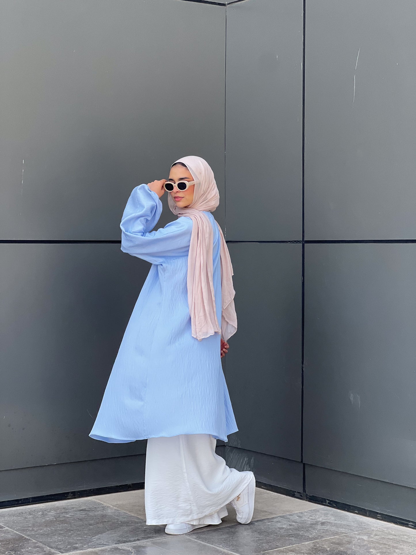 Simple serenity Linen Cardigan- Baby Blue