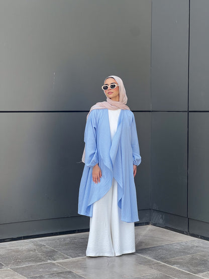 Simple serenity Linen Cardigan- Baby Blue