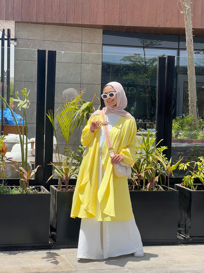 Simple serenity Linen Cardigan- Yellow