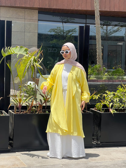 Simple serenity Linen Cardigan- Yellow