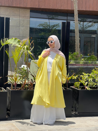 Simple serenity Linen Cardigan- Yellow