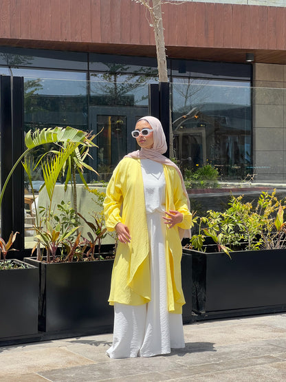 Simple serenity Linen Cardigan- Yellow