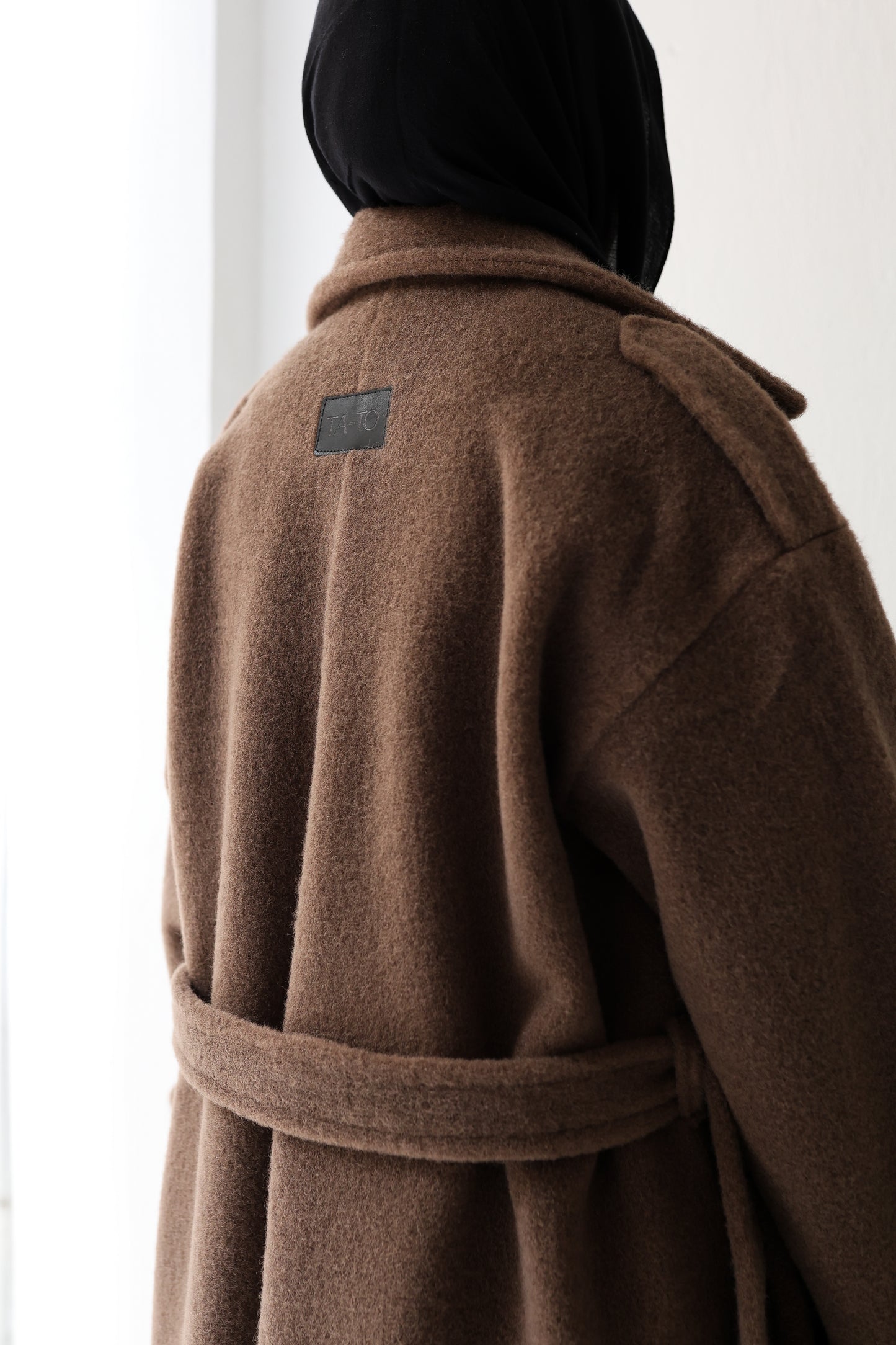 Mohair mantel coat -  chocolate