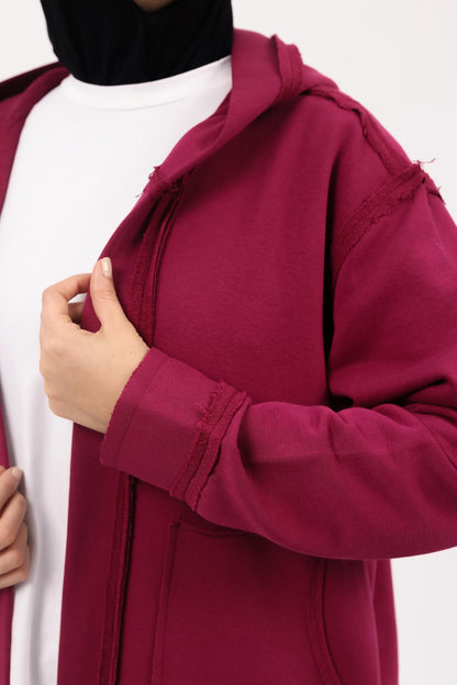 Casual Cuddle Cardigan - Burgundy Pink