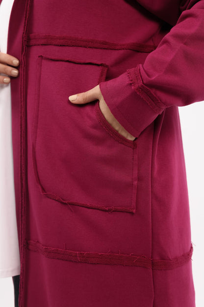 Casual Cuddle Cardigan - Burgundy Pink