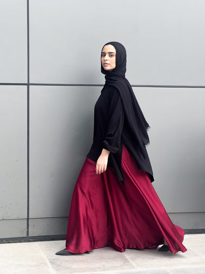 Silk Cloche Pants - Burgundy
