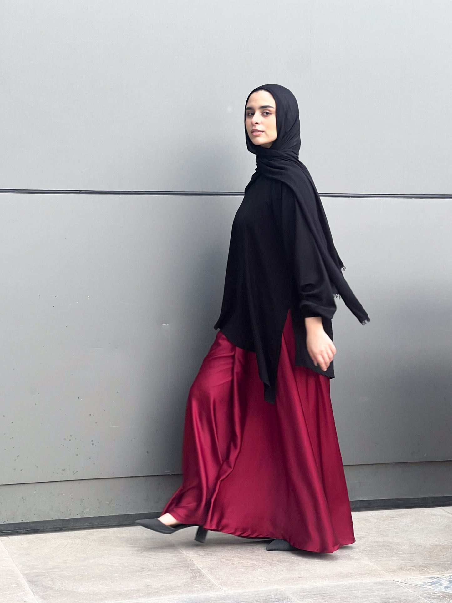 Silk Cloche Pants - Burgundy