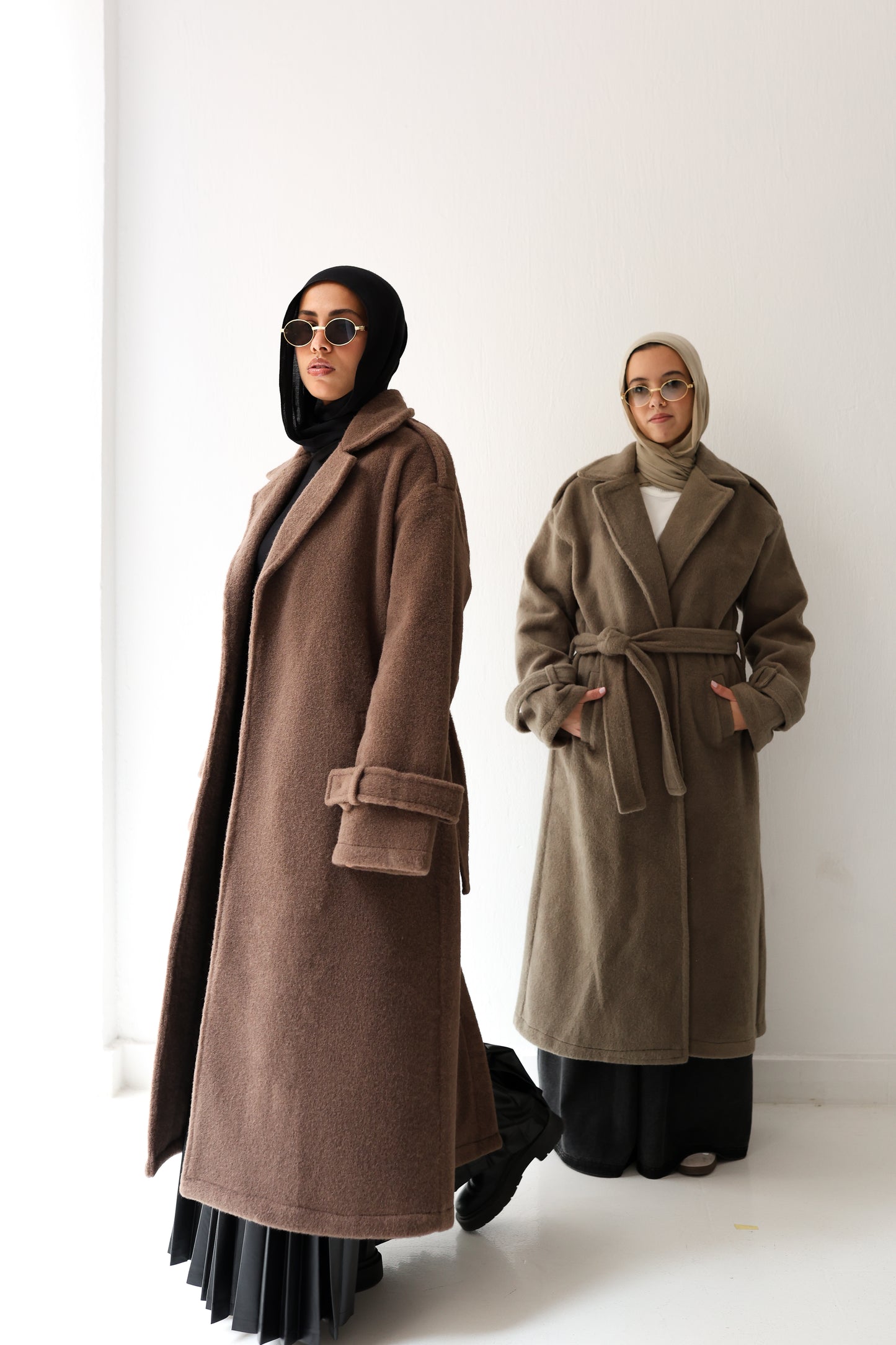 Mohair mantel coat -  chocolate